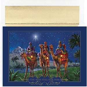 Masterpiece Studios Holiday Collection 857800 Religieuze kerstkaarten met aluminium binnenenveloppen, 19,8 x 14,2 cm, 18 stuks