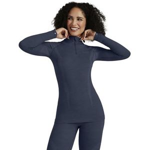 FALKE Wool-Tech High Zip Neck W L/S SH laine séchage rapide 1 pièce, Couche de base supérieure Femme, Bleu (Capitain 6751), S