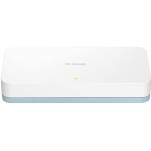 D-Link Switch met 8 poorten Gigabit 10/100/1000 Mbps, ideaal voor het delen van verbindingen en netwerken Small Office Home Office (DGS-1008D)