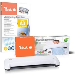 Peach PL755A lamineerapparaat DIN A3 met 25 gratis lamineerhoezen 2x sneller dan andere, lamineert één zijde A3 per minuut, geschikt voor alle gangbare folies