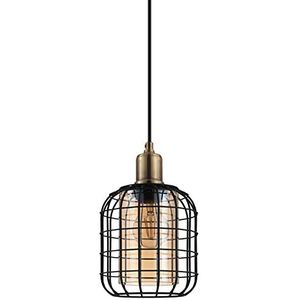 EGLO Chisle Hanglamp, 1 vlam hanglamp, van metaal in zwart en bedampt glas in amber, eettafellamp, woonkamerlamp hangend met E27-fitting,zwart, gebuind