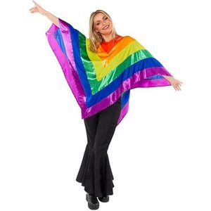 Amscan 9918543 - Unisex Rainbow Poncho Volwassenen Festival Fancy Dress Kostuum - One Size