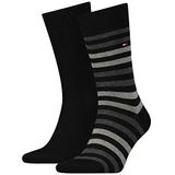 Tommy Hilfiger TH Men Duo Stripe Sock 2P Sokken - Heren, Zwart