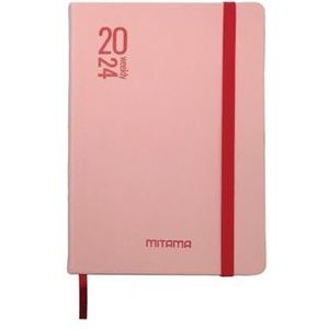 MITAMA Roze rode planner - weekplanner - 18 maanden september 2023 - februari 2025 - 158 pagina's + 50 extra inhoud - binnenzak + bijpassend potlood - 15 x 21 cm