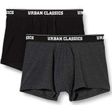 Urban Classics Set van 2 boxershorts voor heren, 1 x zwart, 1 x kolen.