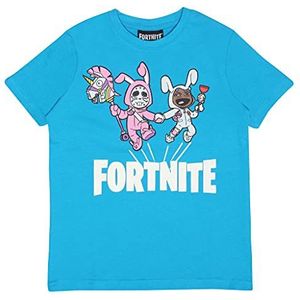 Fortnite Bunny Trouble Boys T-shirt, officieel product, PS4 PS5 Xbox PC Gamer cadeaus voor tieners, school, jongens, speelkleding voor kinderen, cadeau-idee voor verjaardag, Blauwe Azure