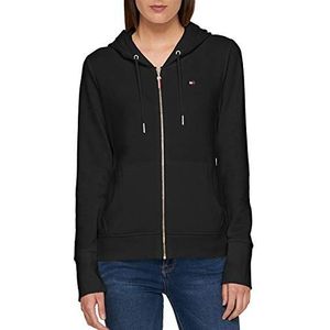 Tommy Hilfiger Badstof hoodie met rits - effen dames hoodie, zwart.