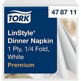 Tork LinStyle® Dinerservet Wit, Premium, 1-laags, 12 x 50 servetten, 39 cm x 39 cm, 478711