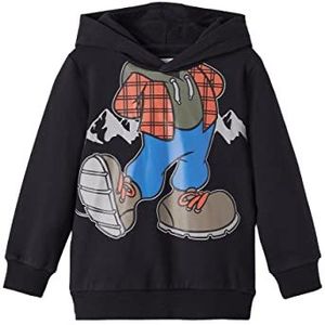 Name It Nmmakba Mickey SWE W Hood Bru Wdi Sweatshirt met capuchon voor jongens, zwart.