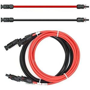 Verlengkabel aan beide zijden zonnekabel rood/zwart 4 mm² incl. stekker 2 x 0,5 m