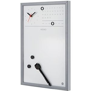 Bi-Office Magneetbord, droog uitwisbaar, met klok/weekplanner, 30 x 45 cm, grijs
