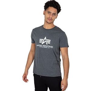 Alpha Industries Basic 100501 heren-T-shirt, normale taillehoogte, korte mouwen, charcoal heather/wit, 3XL