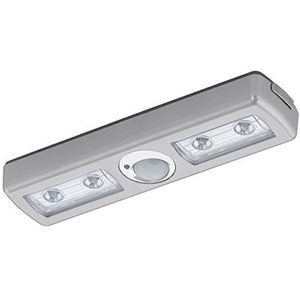 EGLO Baliola Led-kastverlichting, 4 lichtpunten, met batterij en bewegingsmelder, van kunststof in zilver, led-kledingkastverlichting, warmwit