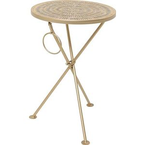 Kare Design bijzettafel Clack Mosaic bruin Ø 35 cm glazen tafelblad stalen frame rond