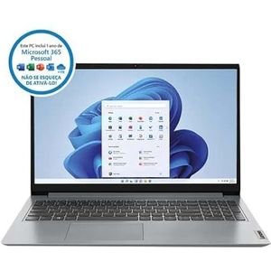 Lenovo IdeaPad 1 Gen 7 Notebook FullHD 15,6 inch AMD 3020e, 4 GB RAM, 128 GB eMMC, AMD Radeon Graphics, Windows 11 Home in S-modus, wolkengrijs, Portugees QWERTY-toetsenbord (15ADA7)