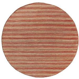 HAMID - Olivia rond jute tapijt, tapijt van wol en jute, handgeweven, voor woonkamer, slaapkamer, woonkamer, kleur natuurlijk rood, (200 x 200 cm)