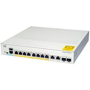 Cisco Catalyst 1000-8P-2G-L netwerkschakelaar, 8 GbE PoE-poorten, 670 W PoE-verbruik, 2 combo-poorten 1G SFP/RJ-45, zonder ventilator, verbeterde beperkte levensgarantie (C1000-8P-2G-L)