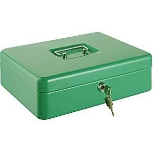 ALCO geldcassette plaatstaal kunststof inzetstuk cilinderslot incl. 2 sleutels 310x225x75mm groen