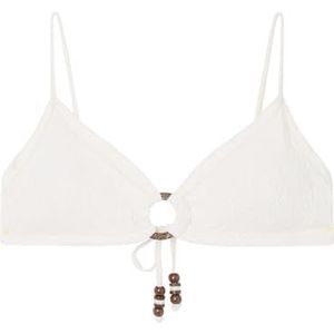 Women'secret Witte driehoekige padded bikini top met ring voor dames, Ivoor