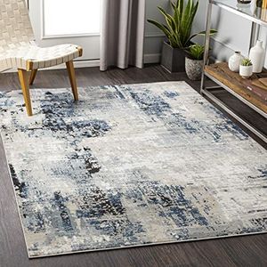 Surya Abstract tapijt Parijs voor woonkamer, eetkamer, woonkamer, nachtkastje - Modern zacht en luxueus marmeren tapijt - Groot tapijt - 160 x 220 cm - Blauw