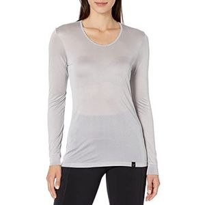 Terramar Thermasilk T-shirt voor dames, ronde hals, kant, lange mouwen, grijs.
