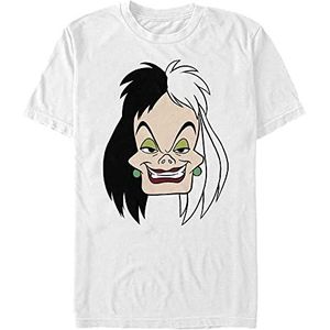 Disney 101 Dalmatiërs Cruella Big Face Organic T-shirt met korte mouwen, Wit.