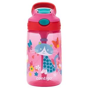 Contigo Gizmo Flip drinkfles voor kinderen, autospout met rietje, BPA-vrij, lekvrij, ideaal voor de kleuterschool, school en sport, 420 ml, roze