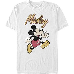 Disney Unisex Classic Vintage Mickey Organic T-shirt met korte mouwen Wit L, Weiss