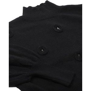 faina Pull en tricot pour femme avec motif tridimensionnel et strass Noir Taille XS/S, Noir, XS