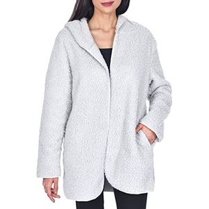 Sleepdown Ladies Plain House Coat with Hood Peignoir de Bain à Capuche pour Femme Uni Borg, Gris Clair