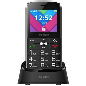 myPhone Halo C 2,2 inch mobiele telefoon voor senioren zonder contract met grote knoppen, zaklamp, laadstation, dual sim, bluetooth, grote batterij 1900 mAh, camera - zwart