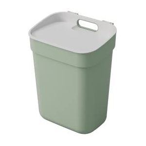 CURVER Afvalemmer voor sorteren, 10 l, ""Ready To Collect"", ideaal onder de gootsteen, met wandhouder voor muur of deur, keuken, badkamer, bijkeuken, 100% gerecycled, groen