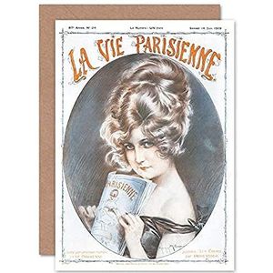 Artery8 La Vie Parijsienne Woman Reading Magazine Cover Sealed Greeting Card Plus Envelop Blank Inside Vrouwen Magazine Cover
