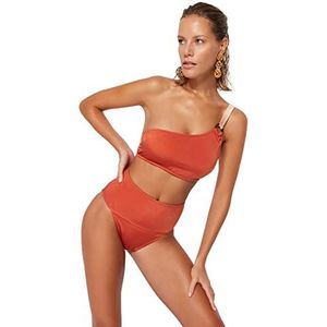 Trendyol Bikinibroek voor dames, hoge taille, kaneel, 42, Kaneel