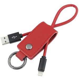 PERSONA 2-in-1 sleuteltas van leer met geïntegreerde USB-kabel met iPhone-aansluiting en USB type C-adapter, afmetingen 3 x 18,5 cm, gewicht 55 g, sleutelhanger met karabijnsluiting, zwart., 18,5 x 3 cm, klassiek