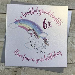 White Cotton Cards XR34-6gd verjaardagskaart ""To a Beautiful Granddaughter Have Fun on Your 6th Birthday
