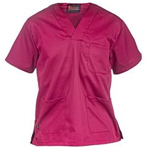 Security Line Heren Clinic V-hals Sanitary T-shirt met 3 zakken, Bordeaux