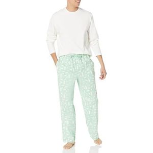 Amazon Essentials Ensemble de pyjama en flanelle pour homme (disponible en grandes tailles larges), animaux de la forêt vert menthe, taille S