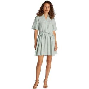 TOMMY HILFIGER Robe courte ESS LINEN S/S pour femme WW0WW44672, vert, 42, Vert (Ithaque classique/vert fort), 70