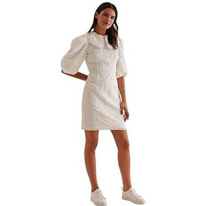 NA-KD Mini-jurk voor dames, ballonmouwen, vrijetijdsjurk, Wit.