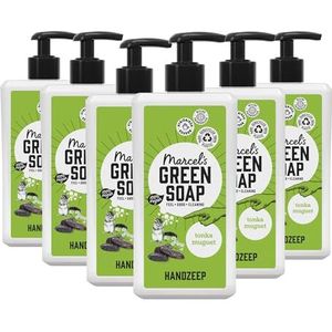 Marcel's Green Soap - Tonka en Mugulet handzeep - Handzeepdispenser - 100% milieuvriendelijk - 100% veganistisch - 97% biologisch afbreekbaar - 500 ml - 6 verpakkingen