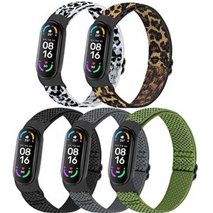 Runostrich Horlogeband, compatibel met Xiaomi Mi Band 7/Xiaomi Mi Band 6/Xiaomi Mi Band 5, vervangende horlogeband van elastisch nylon, ademend, voor heren en dames