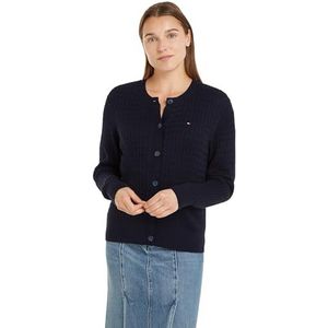 Tommy Hilfiger Co Cable C-nk Cardigan Pull Femme, Desert Sky, M