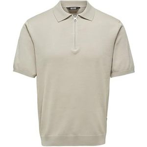 ONLY & SONS Onswyler Life Reg 14 Ss Zip Poloshirt voor heren, Zilveren voering.