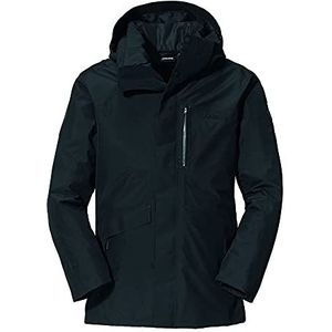 Schöffel Warschau M 3-in-1 heren winddicht waterdicht Gore-Tex parka met uitneembare binnenjas, zwart.