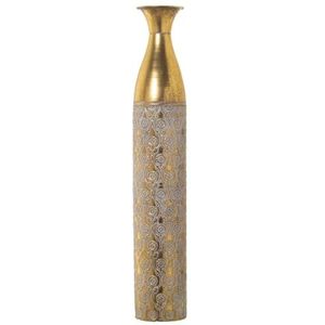 Alexandra House Living Vloervaas wit goud metaal 11 x 11 x 72 cm