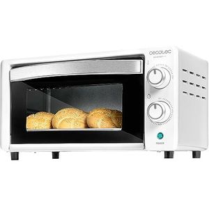 Cecotec Bake & Toast 1090 Tafeloven, wit, 10 l, 1000 W, timer 60 minuten, temperatuur instelbaar tot 230 °C, kookplaat, grill en tangen