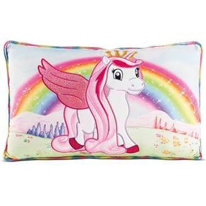 Pluche kussen Lissy Pony eenhoorn Tamani 43 x 25 cm kleurrijk - zacht pluche kussen voor jongens, meisjes, baby's - ideaal voor thuis, kleuterschool of onderweg