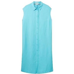 TOM TAILOR 1036664 Mouwloze linnen blouse jurk voor dames (1 stuk), 26007 Teal Radiance
