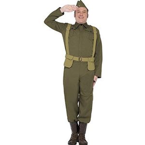 Smiffys Tweede Wereldoorlog privé kostuum uit de Tweede Wereldoorlog, groen, L - maat 106,7-111,8 cm